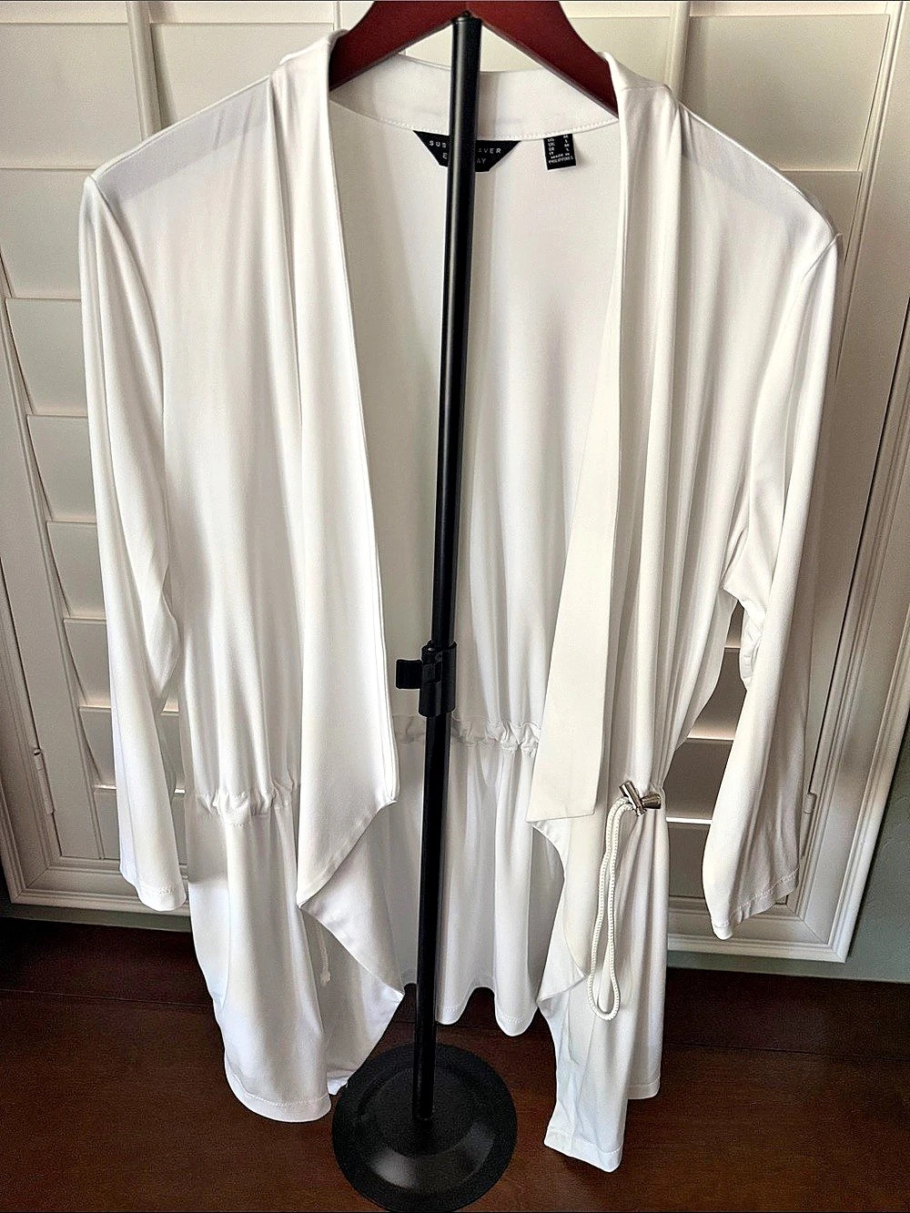 Susan Graver Everyday Women's Open Front Cardigan White Medium Like New